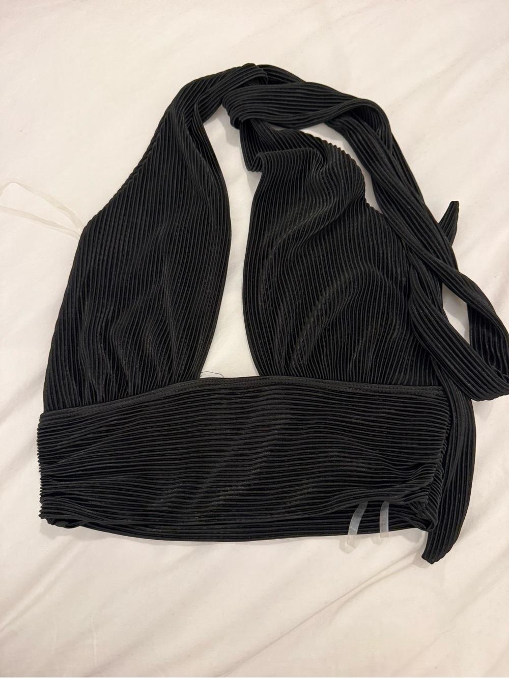 Forever 21 Black Pleated Halter Crop Top